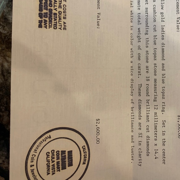 14 karat yellow gold, blue topaz & diamonds- - Picture 2 of 4